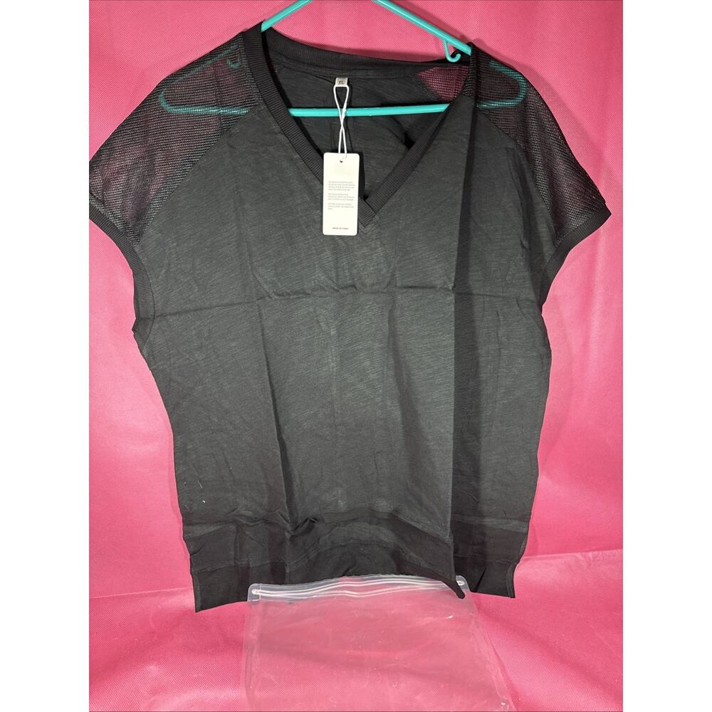 Summer V Neck T-Shirt for Womens Sleeve Shirt Fashion Black New XL OO